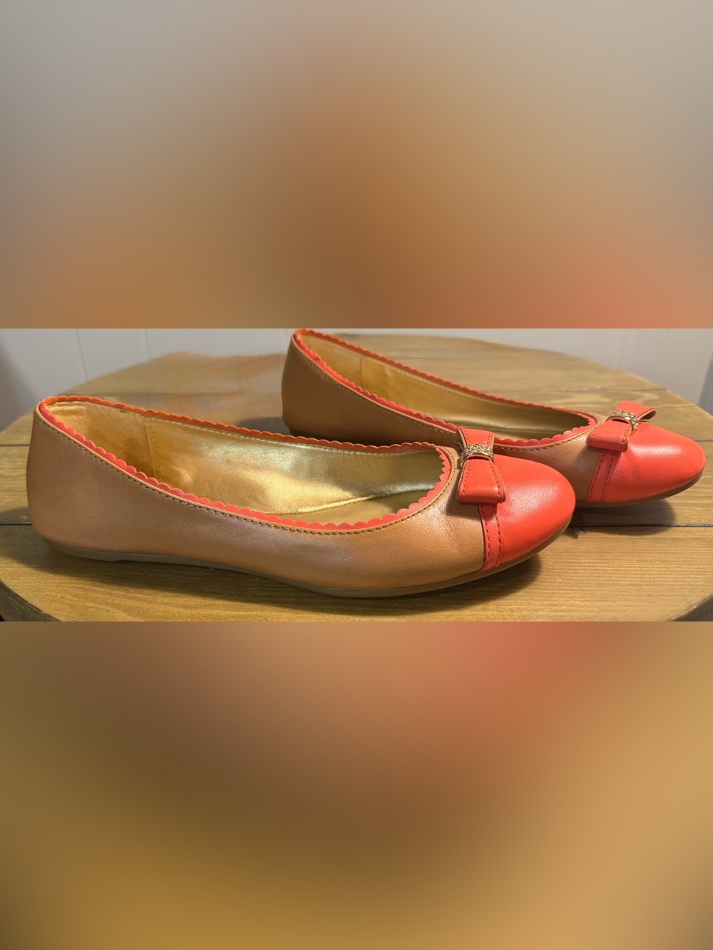 Coach “Dorie ballet flats”-ginger tan and cerise coral. Size 7